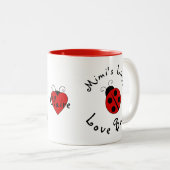 Cute Lady Bug, speciaal gepersonaliseerd Mimi's Li Tweekleurige Koffiemok (Voorkant rechts)