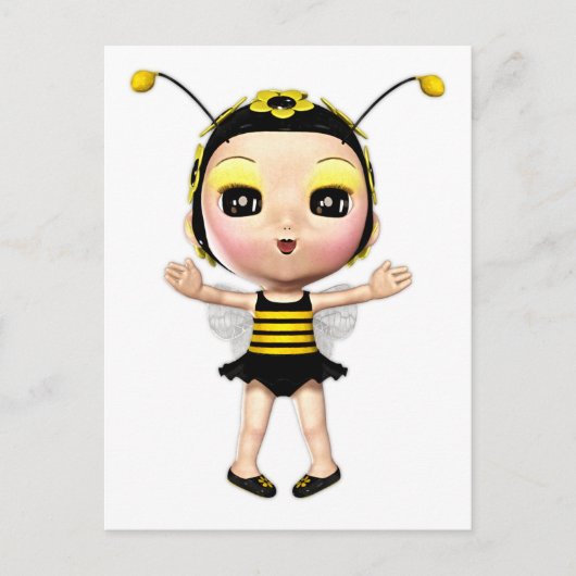 Cute Lady Bumblebee Fairy Doll 2 Briefkaart (Voorkant)