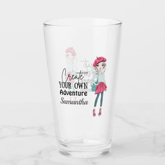 Cute Lady | Creëer uw eigen | Personaliseren Glas (Achterkant)