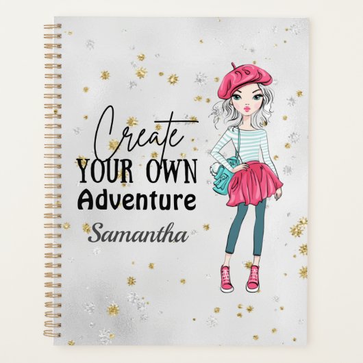 Cute Lady | Creëer uw eigen | Personaliseren | Gri Planner (Voorkant)