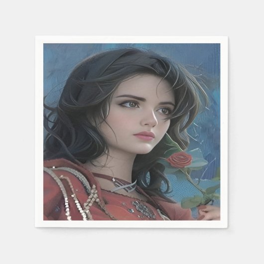 Cute Lady Paper Napkin Servet (Voorkant)