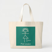 Cute Lady Stick Figuur Elementary Teacher and Name Grote Tote Bag (Voorkant)