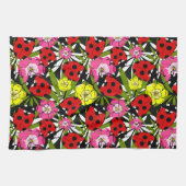 Cute Ladybird and Flowers Pattern Theedoek (Horizontaal)