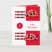 Cute ladybird red zwarte kinderen jarig kaart (Voorkant)