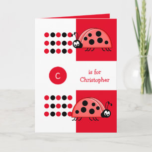 Cute ladybird red zwarte kinderen jarig kaart