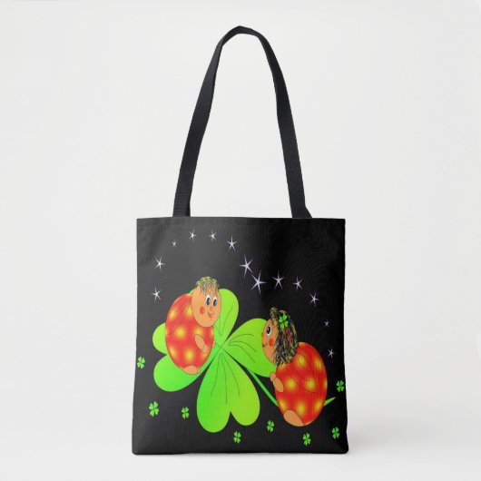 Cute Ladybird Shamrock Canvas tas (Voorkant)