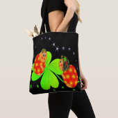 Cute Ladybird Shamrock Canvas tas (Dichtbij)