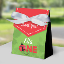 Cute Ladybug 1st Birthday Party Favor Box for girl