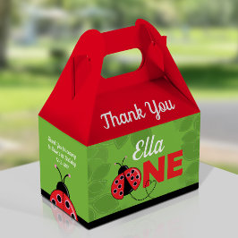 Cute Ladybug 1st Birthday Party Gable Box for girl Bedankdoosjes
