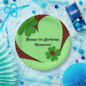 Cute Ladybug 1st Birthday Party Paper Papieren Bordje (Feest)