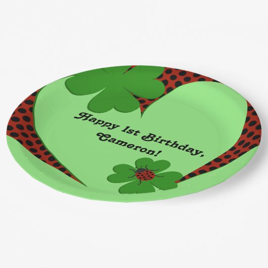 Cute Ladybug 1st Birthday Party Paper Papieren Bordje (Gekanteld)