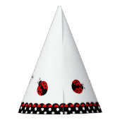 Cute Ladybug 1st Birthday Polka Dots Name | Nummer Feesthoedjes (Achterkant)