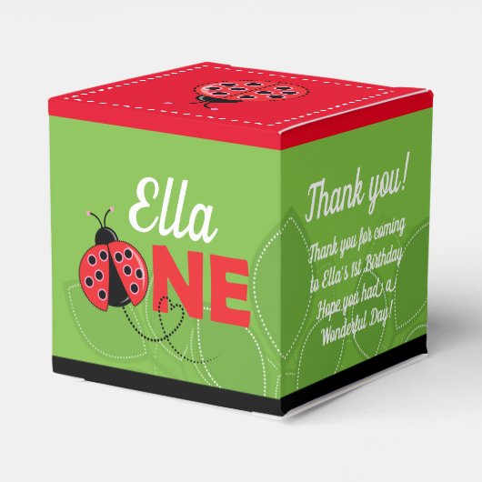 Cute Ladybug 1ste verjaardagsgunst box 2 x 2 inch Bedankdoosjes (Achterkant)