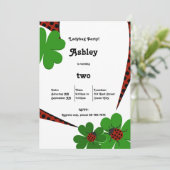 Cute Ladybug 2e Birthday Party Invitation Kaart (Staand voorkant)