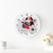 Cute ladybug and black and white Daisies Grote Klok (Huis)