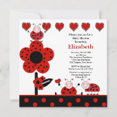 Cute Ladybug Baby shower Invitation Kaart (Voorkant)