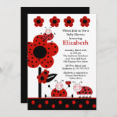 Cute Ladybug Baby shower Invitation Kaart (Voorkant / Achterkant)