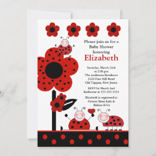 Cute Ladybug Baby shower Invitation Kaart