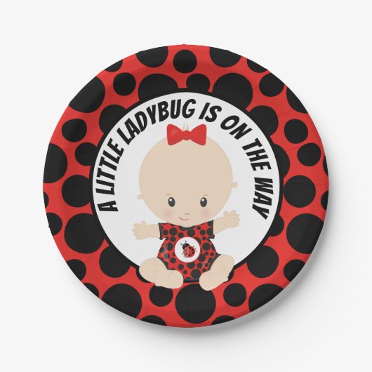 Cute ladybug baby shower papieren bordje (Voorkant)