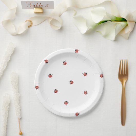 Cute Ladybug Baby shower Papieren Bordje (Huwelijk)