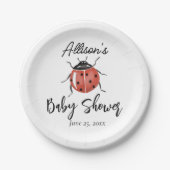 Cute Ladybug Baby shower Papieren Bordje (Voorkant)
