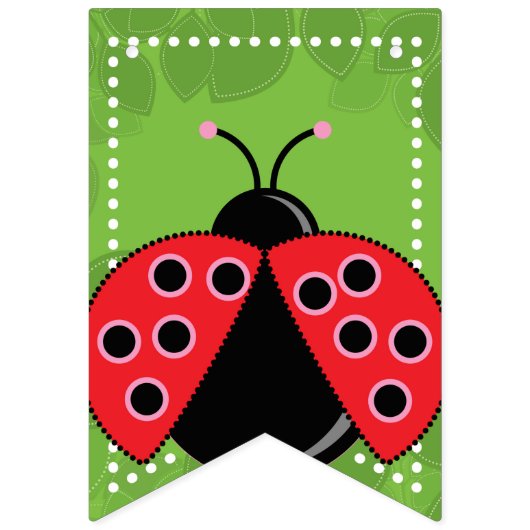 Cute Ladybug Birthday Bunting Flags/Banner Vlaggetjes (Eerste vlag)