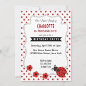 Cute Ladybug Birthday Invitation Red Polkadot Kaart (Voorkant)