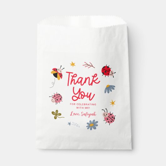 Cute Ladybug Birthday Party Bedankzakje (Voorkant)