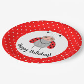 Cute Ladybug Birthday Party Borden Papieren Bordje (Gekanteld)