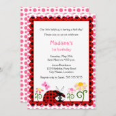 Cute Ladybug Birthday Party Kaart (Voorkant / Achterkant)