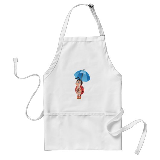 Cute Ladybug Blue Umbrella Rain Boots Standaard Schort (Voorkant)