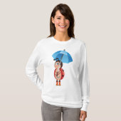 Cute Ladybug Blue Umbrella Rain Boots T-shirt (Voorkant volledig)