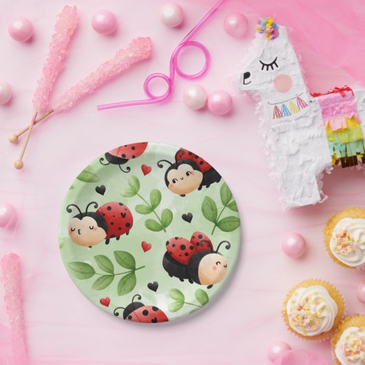 Cute Ladybug Borden Papieren Bordje (Feest)