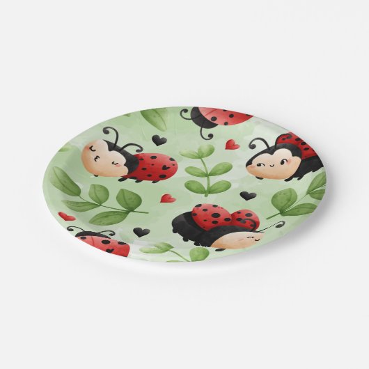 Cute Ladybug Borden Papieren Bordje (Gekanteld)