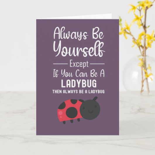Cute Ladybug Cards Funny Humor Cartoon Insect Kaart (Gele Bloem)