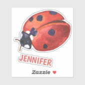 Cute Ladybug Cartoon - Personalized Kinderen Stick Sticker (Vel)