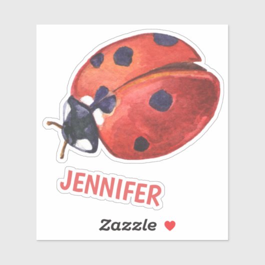 Cute Ladybug Cartoon - Personalized Kinderen Stick Sticker (Vel)