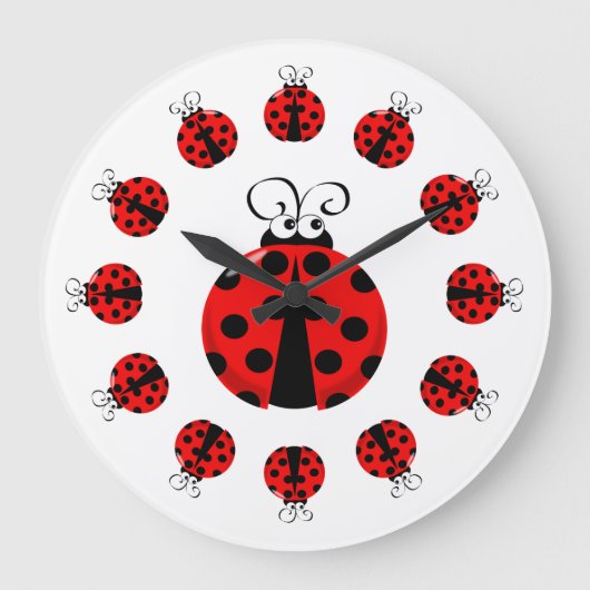 Cute Ladybug Clock Grote Klok (Voorkant)