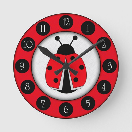 Cute Ladybug Clock Ronde Klok (Voorkant)