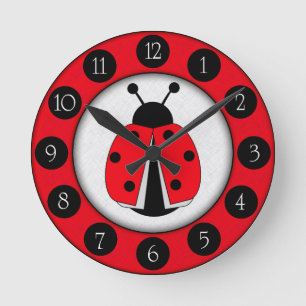 Cute Ladybug Clock Ronde Klok