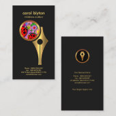 Cute Ladybug Colorful Flowers Children Author Visitekaartje (Voorkant / Achterkant)