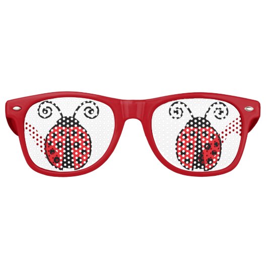 Cute Ladybug Cool Retro Red Retro Zonnebril (Voorkant)