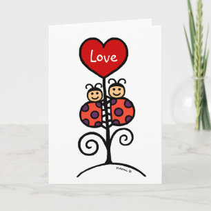 Cute Ladybug Couple tekening Feestdagen Kaart