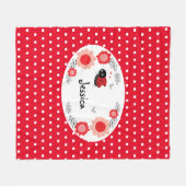 Cute Ladybug Custom Name Pink and Red Fun Floral Fleece Deken (Voorkant (Horizontaal))