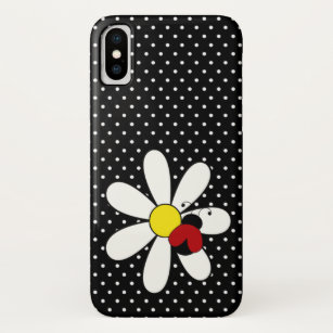 Cute Ladybug Daisy Polka Dot Pattern iPhone X Hoesje