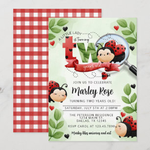 Cute Ladybug die TWEE 2e verjaardag gaat vieren Kaart