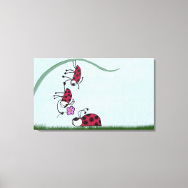 Cute Ladybug die zijn liefdesschilderingen uitstra Canvas Afdruk