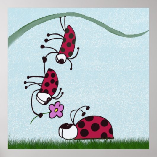 Cute Ladybug die zijn liefdesschilderingen uitstra Poster (Voorkant)