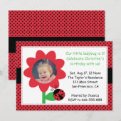 Cute Ladybug draait om 3, 3 jaar, polka dots Kaart (Voorkant / Achterkant)