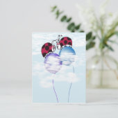 Cute Ladybug en Colorful Balloons Cartoon Briefkaart (Staand voorkant)